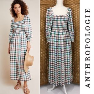 Anthropologie Maeve Cerie Smocked  Dress Sz M NWT